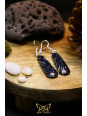 Boucles d'oreilles artisanales en racine de palmier fossilisée - Accroches en cuivre plaqué argent 925