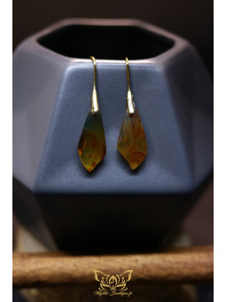 Boucles d'oreilles artisanales en ambre - Accroches en laiton plaqué or 24K