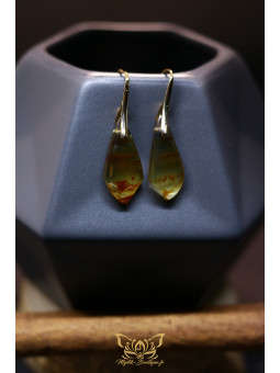 Boucles d'oreilles artisanales en ambre - Accroches en laiton plaqué or 14K