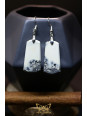 Boucles d'oreilles artisanales en jaspe maligano - Accroches en cuivre plaqué argent 925