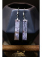 Boucles d'oreilles artisanales en agate violette - Accroches en cuivre plaqué argent 925