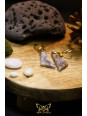Boucles d'oreilles artisanales en agate violette - Accroches en laiton plaqué or 18k