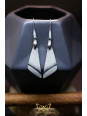 Boucles d'oreilles artisanales en jaspe picasso - Accroches en laiton plaqué platine
