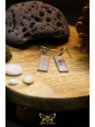 Boucles d'oreilles gouttes en agate panache violette - Sertissage et accroches en titane 05