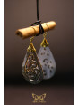 Boucles d'oreilles artisanales forme goutte sculptée en ormeau nacré brun - Accroches en laiton 03