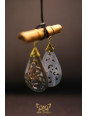 Boucles d'oreilles artisanales forme goutte sculptée en ormeau nacré brun - Accroches en laiton 03
