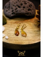 Boucles d'oreilles artisanales en ambre - Accroches en laiton plaqué or 18k