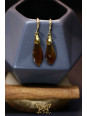 Boucles d'oreilles artisanales en ambre - Accroches en laiton plaqué or 18K