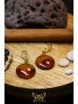 Boucles d'oreilles artisanales rondes en ambre - Accroches en laiton plaqué or 18k