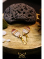 Boucles d'oreilles artisanales larmes en agate crazy lace (dentelle folle) - Accroches en laiton plaqué or 18K
