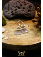 Boucles d'oreilles artisanales flammes en fluorite arc-en-ciel - Accroches en laiton plaqué argent 925