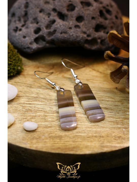 Boucles d'oreilles artisanales rectangulaires en fluorite arc-en-ciel - Accroches en laiton plaqué argent 925