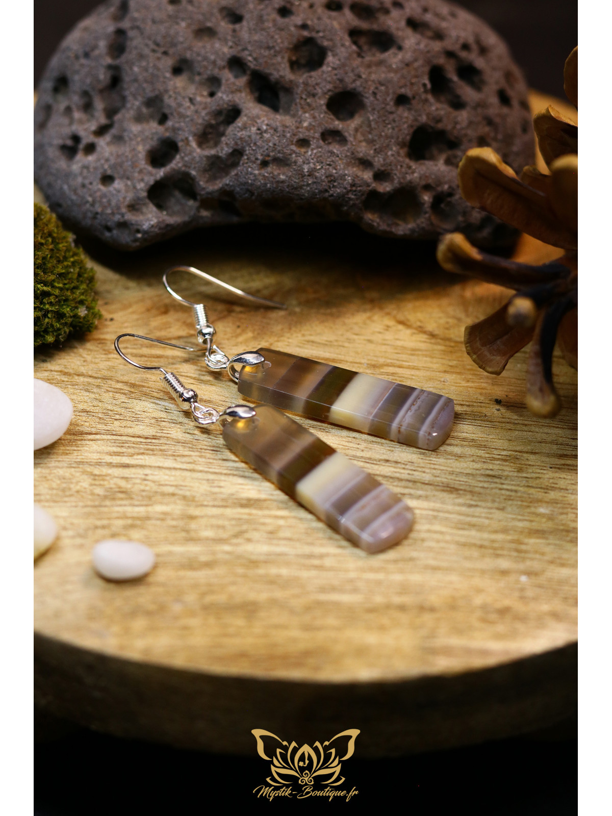 Boucles d'oreilles artisanales rectangulaires en fluorite arc-en-ciel - Accroches en laiton plaqué argent 925