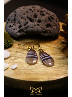 Boucles d'oreilles artisanales gouttes en fluorite arc-en-ciel - Accroches en laiton plaqué or 18K