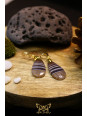 Boucles d'oreilles artisanales gouttes en fluorite arc-en-ciel - Accroches en laiton plaqué or 18K