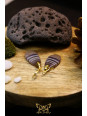 Boucles d'oreilles artisanales gouttes en fluorite arc-en-ciel - Accroches en laiton plaqué or 18K