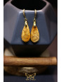 Boucles d'oreilles artisanales gouttes en corail fossile - Accroches en laiton plaqué or 18k