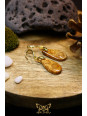 Boucles d'oreilles artisanales gouttes en corail fossile - Accroches en laiton plaqué or 18k