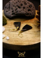 Boucles d'oreilles artisanales balances en obsidienne - Accroches en laiton plaqué or 18K