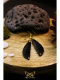 Boucles d'oreilles artisanales larmes en obsidienne - Accroches en laiton plaqué argent 925 puis dorées