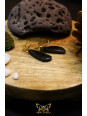 Boucles d'oreilles artisanales larmes en obsidienne - Accroches en laiton plaqué or 18K