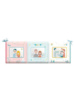 Mon premier album photo - L'album de mon baptême - Livre-frise tissu, 3 pochettes photos