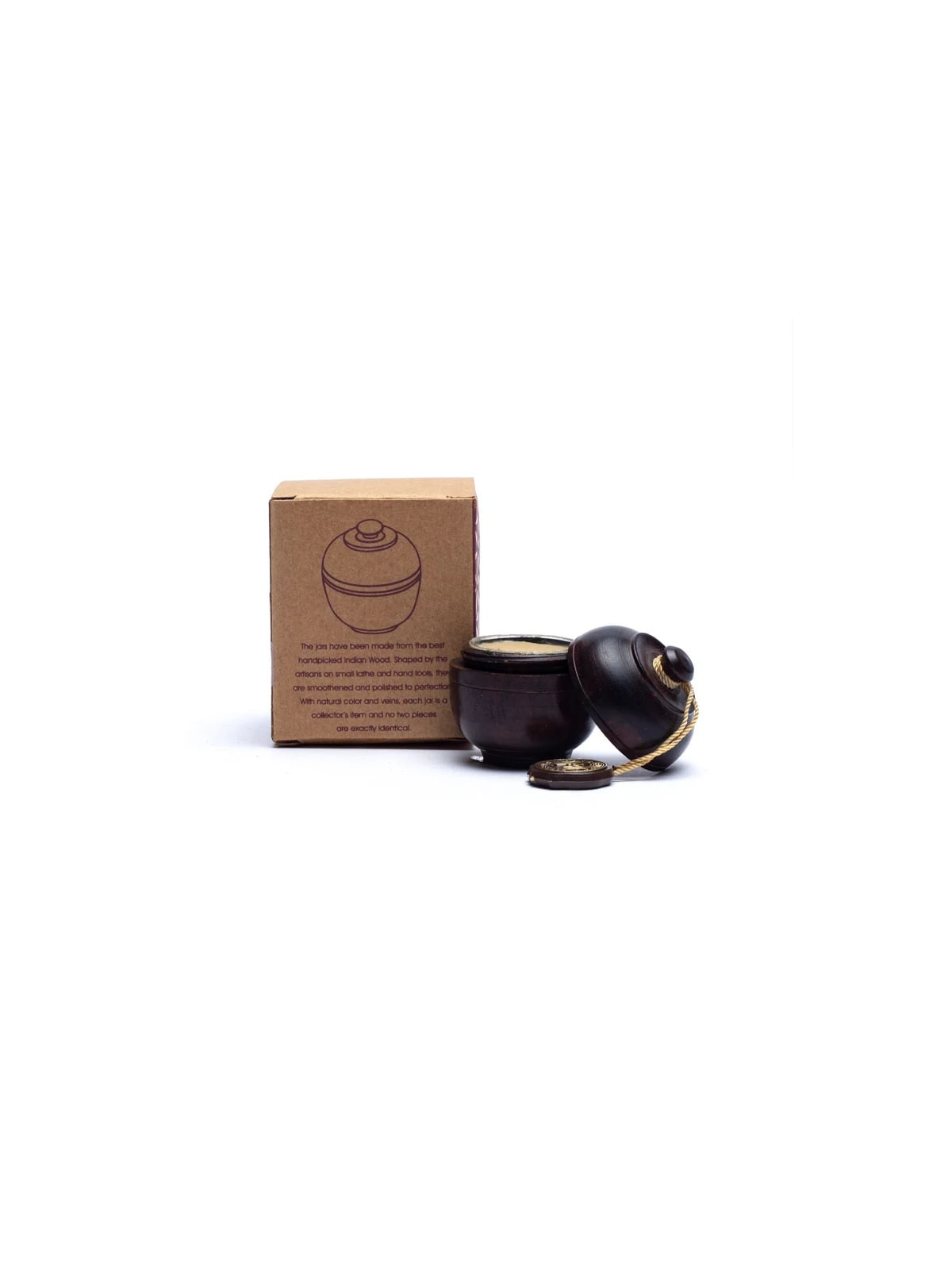 Crème parfumée Bois de Santal dans sa jolie boîte artisanale en bois de palissandre ouverte